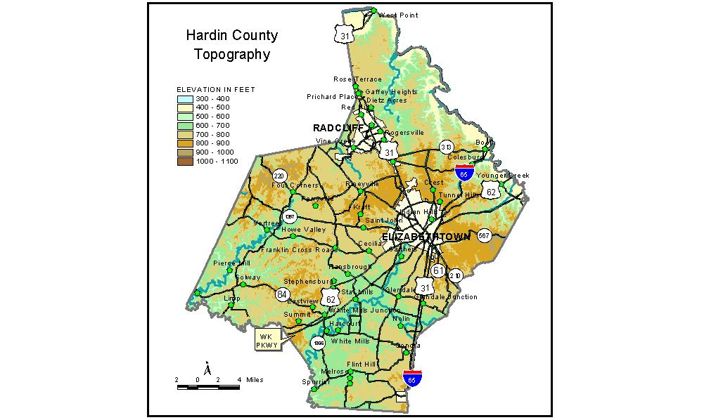 Map Of Hardin County Ky  Hiking In Map