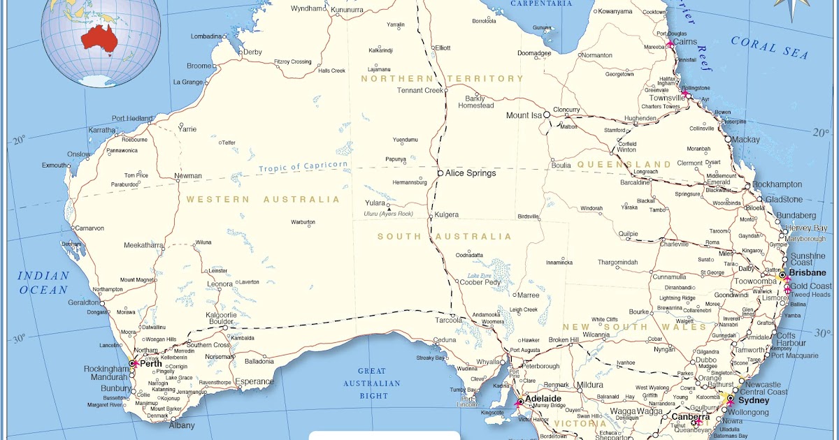 Capricorn Australiamap - Map Of Australia Tropic Of ...