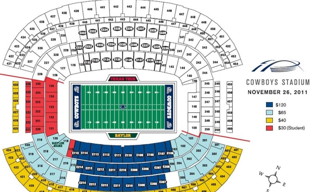 Texas Tech Football Stadium Seating Chart : AT&T Stadium - Area Map