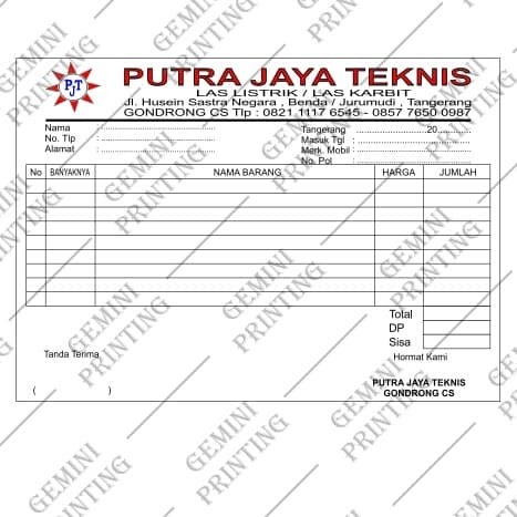 Nota Bengkel Las Guru Galeri