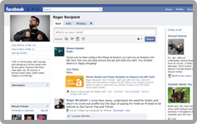 A Kindle World blog: Amazon Gift Cards can now be sent via Facebook. Also, an mp3 giftcard promo.