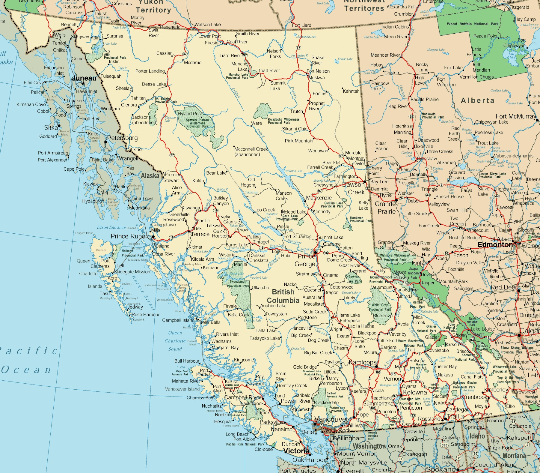 Map Of Bc Canada With Cities
