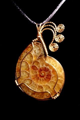 http://www.pinterest.com/pin/58828338856983436/ Ammonite Fossil Cabochon Handmade Wire Wrapped in Bronze Pendant. $69.95, via Etsy.