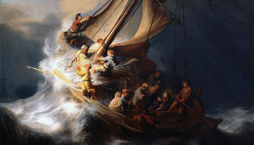 The Storm on the Sea of Galilee the historical painting by Rembrandt – Trizio Editore