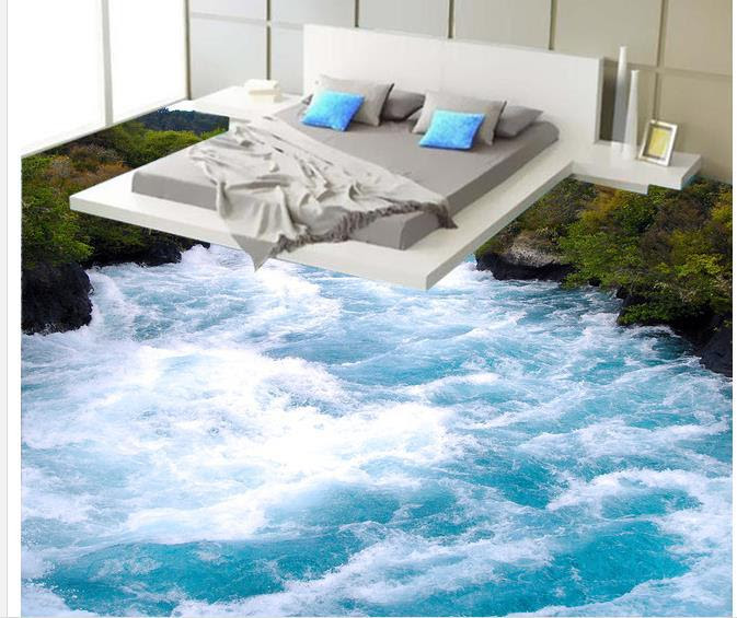 Foto kustom lantai wallpaper 3D stereoscopic sungai 