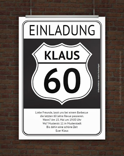 Schild 60 Geburtstag Zum Ausdrucken : Kostenlose Geburtstagskarte