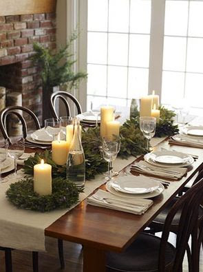 I like this because it's not a tall centerpiece, so you don't have to move it or look around it when sitting at the table.