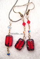 Wire Wrap Pendant & Earrings Wire Wrap Rectangular Glass Beads Pendant & Earrings