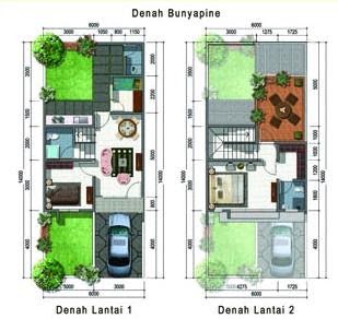 sketsa rumah minimalis 2 lantai type 45