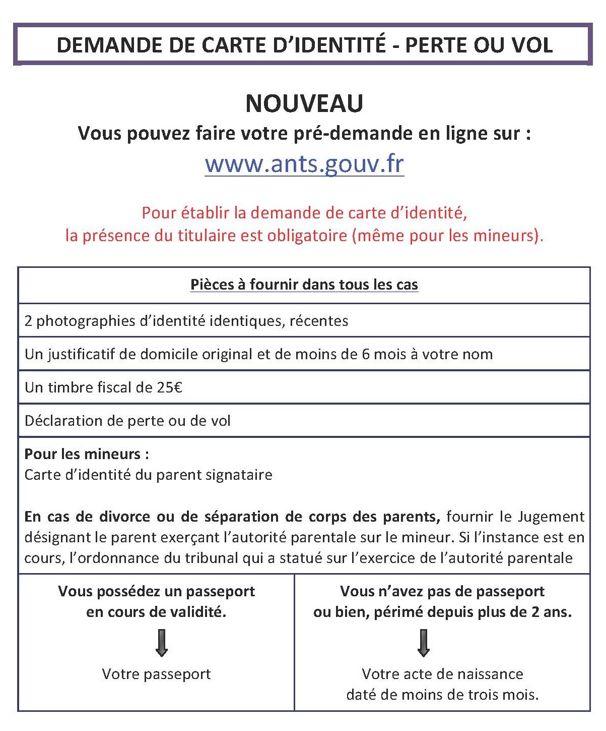 Formulaire De Demande Carte D Identité Renouvellement  Le Carte