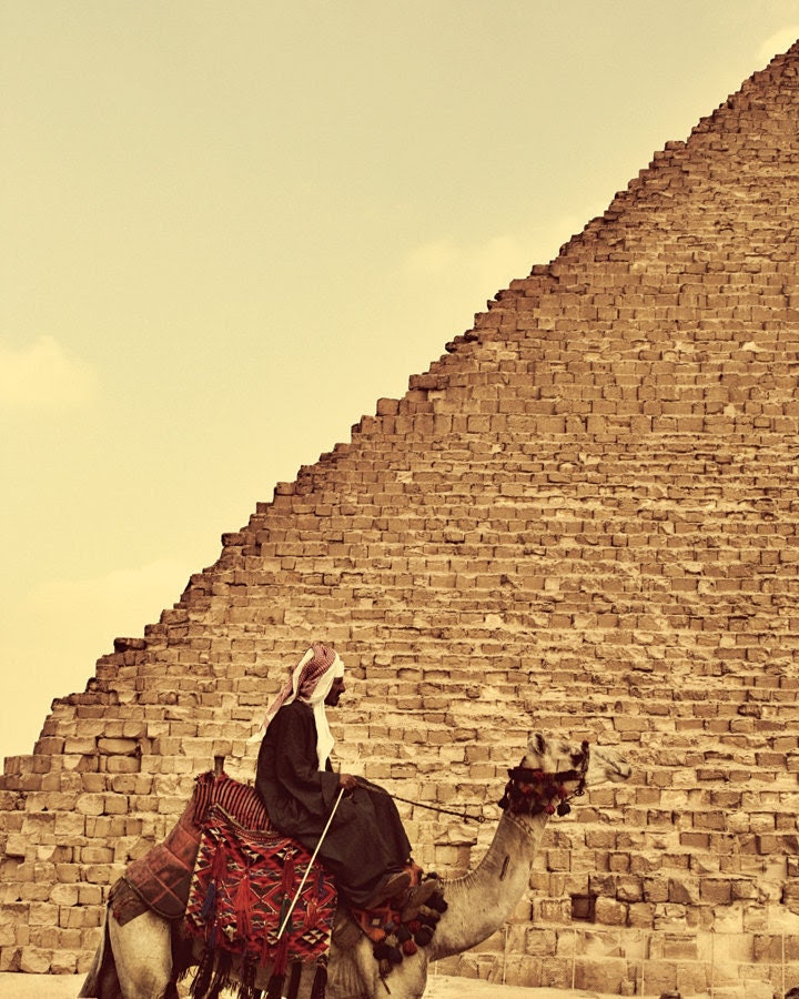 Vintage-style print: man on a camel, Egypt 8x10