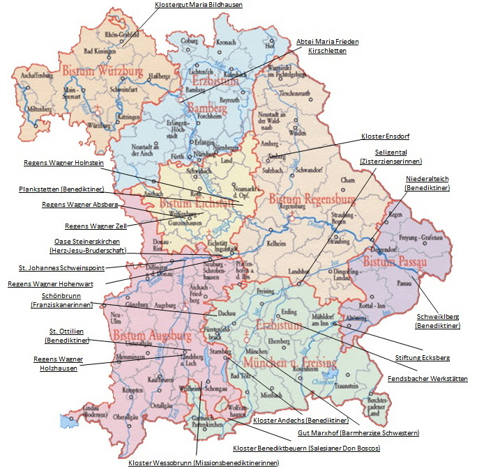 Klöster In Bayern Karte | Landkarte