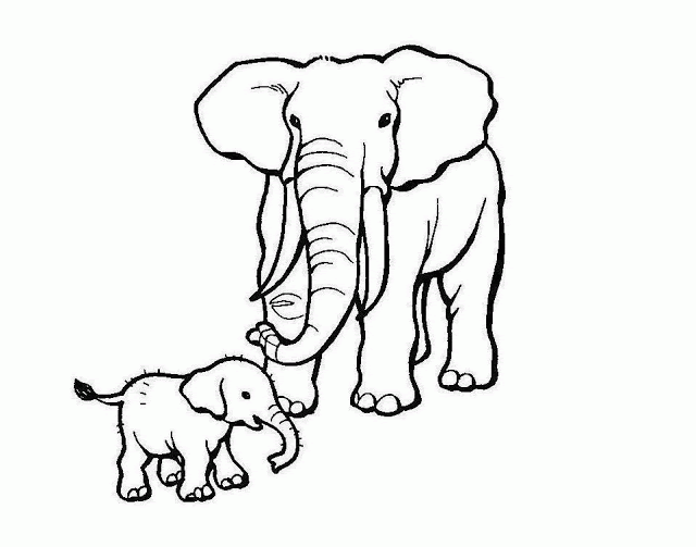 Drawing Simple Mother And Baby Elephant Drawing