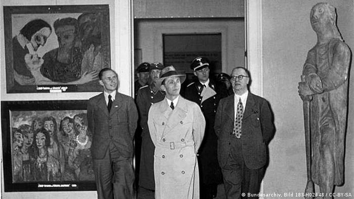 Goebbles në hapjen e ekspozitës Arti Dekadent, 1938