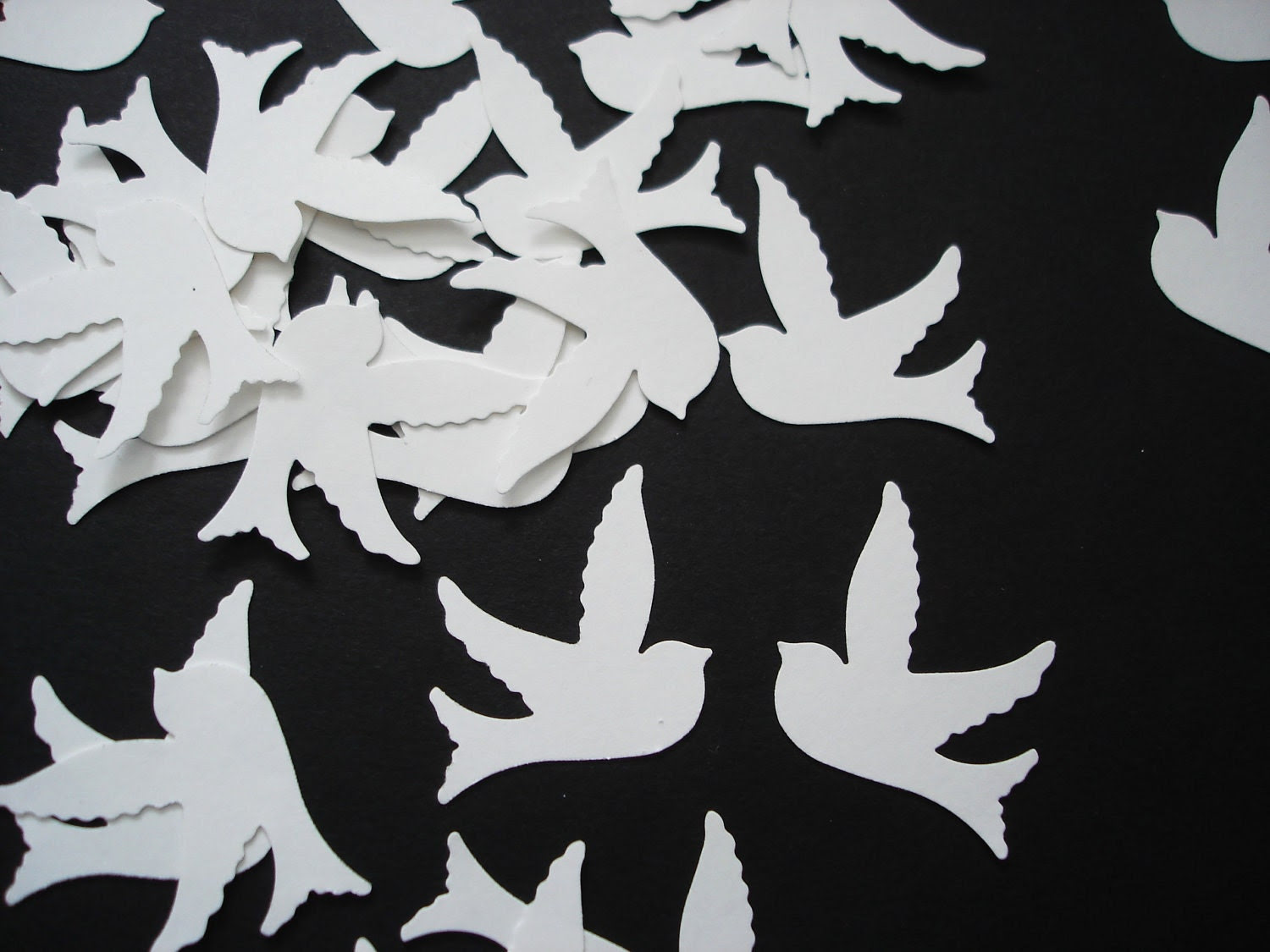 50 Wedding white bird punch die cut confetti cutout scrapbooking embellishments - No330 - BelowBlink