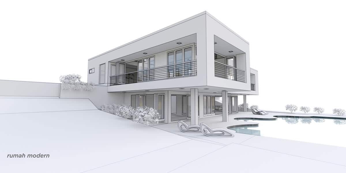 Desain Rumah Modern Hitam Putih : Desain eksterior rumah modern ini