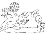 Tom and Jerry coloring sheets of them playing tennis. I guess they're friends after all!