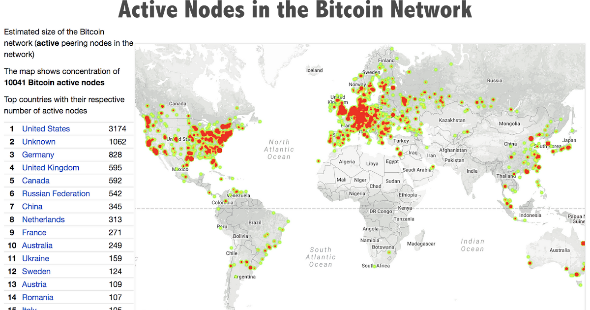 bitcoin nodes map