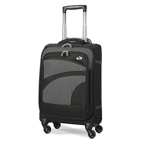 Offer Aerolite Lightweight 55cm 4 Wheel Travel Carry On Hand Cabin Luggage Suitcase Black Grey ...