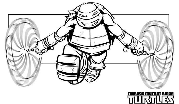 Teenage Mutant Ninja Turtles 2012 Coloring Pages Mikey On Skateboard