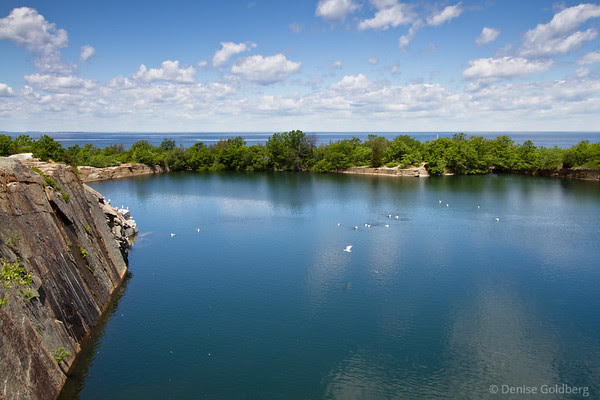 two bodies of water, quarry and ocean