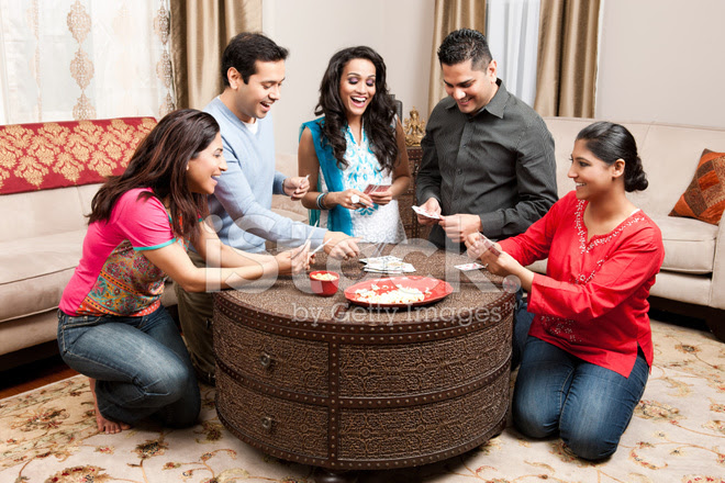 playing cards at home