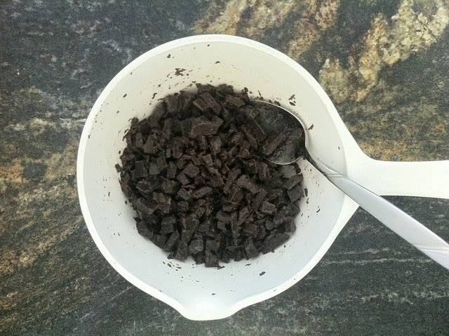 Chopped Dark Chocolate in Melting Dish