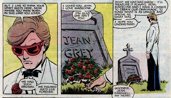 'And if it doesn't work out, I'm gonna phone Emma Frost. 'Kay? 'Kay.' UXM #175