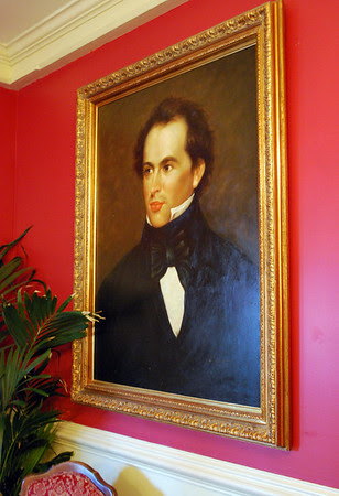 Portrait of Nathaniel Hawthorne in the dining room named for him at the Hawthorne Hotel in Salem, Mass.