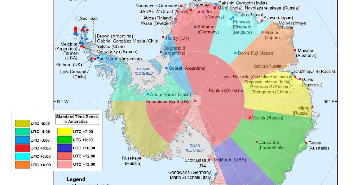 Online Maps Antarctica Time Zones And Stations