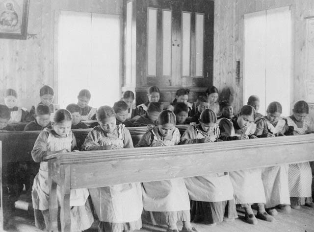 Residential-school girls class