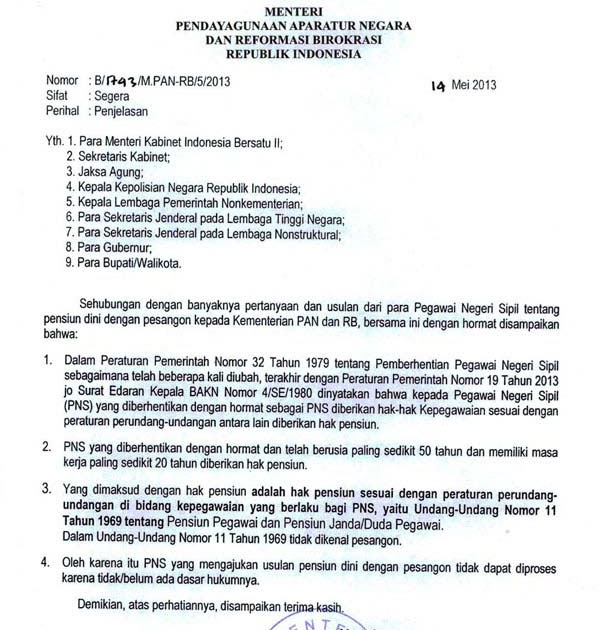 Contoh Surat Permohonan Pensiun Dini Karyawan Swasta