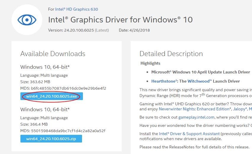 intel uhd graphics 630 driver download windows 10