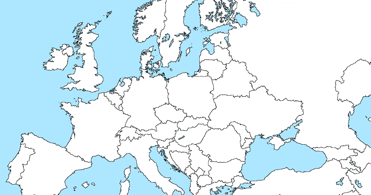 Карта европы со странами белая