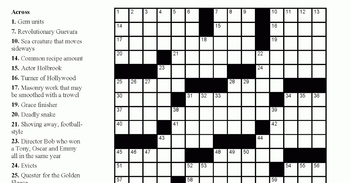 Free Printable Crossword Puzzles For Adults