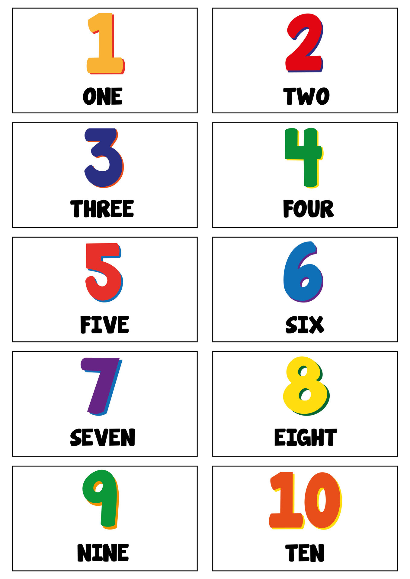 Colored Printable Numbers 1-10 - Printable Animal Number Coloring Pages