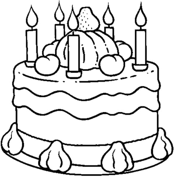 Coloriage gateau anniversaire 5 ans
