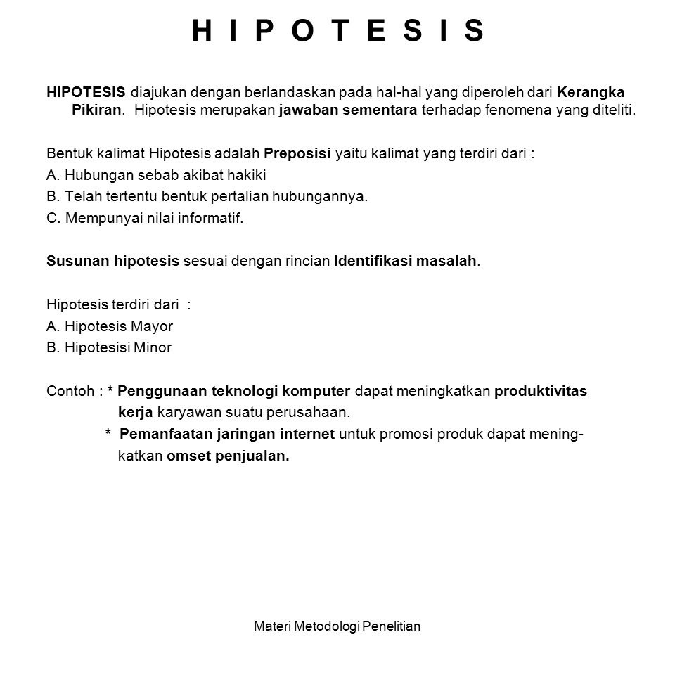 Contoh Hipotesis Proposal Penelitian Ilmusosial Id