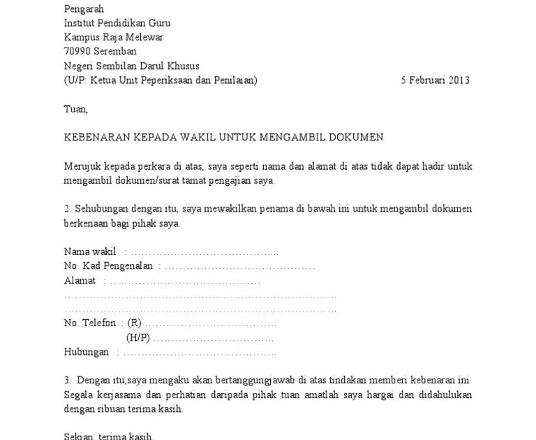 Surat Wakil Syarikat  Contoh Surat Wakil Tukar Nama Tnb  Attorney