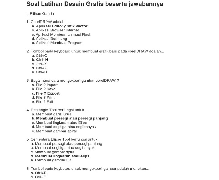 Soal Desain Grafis Kelas 10 Beserta Jawabannya Doc Guru Ahli
