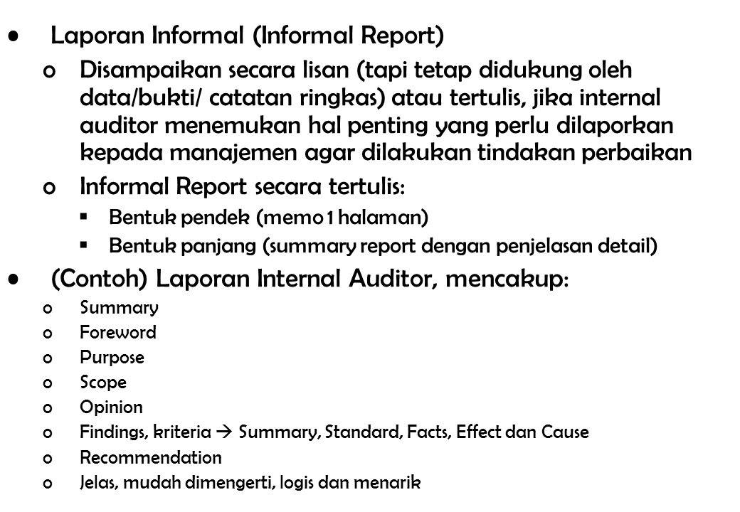 Contoh Format Laporan Audit Internal - Ndang Kerjo