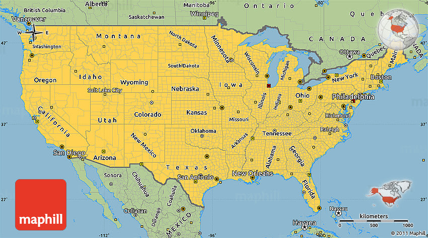 State Map Us With Oceans