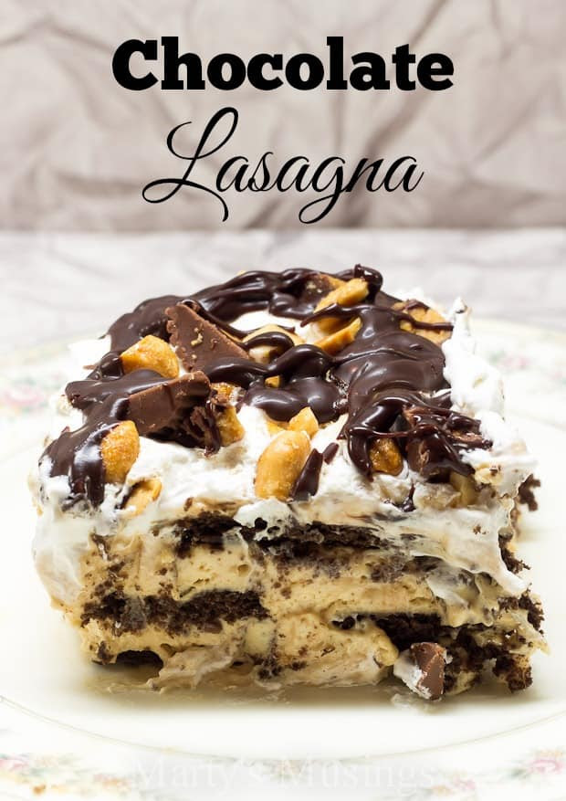 Chocolate Lasagna with Peanut Butter Cups.