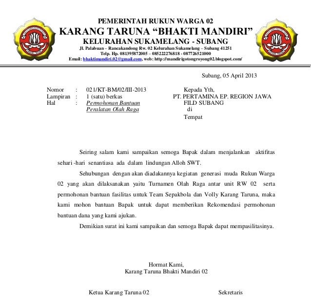 Contoh Surat Karang Taruna