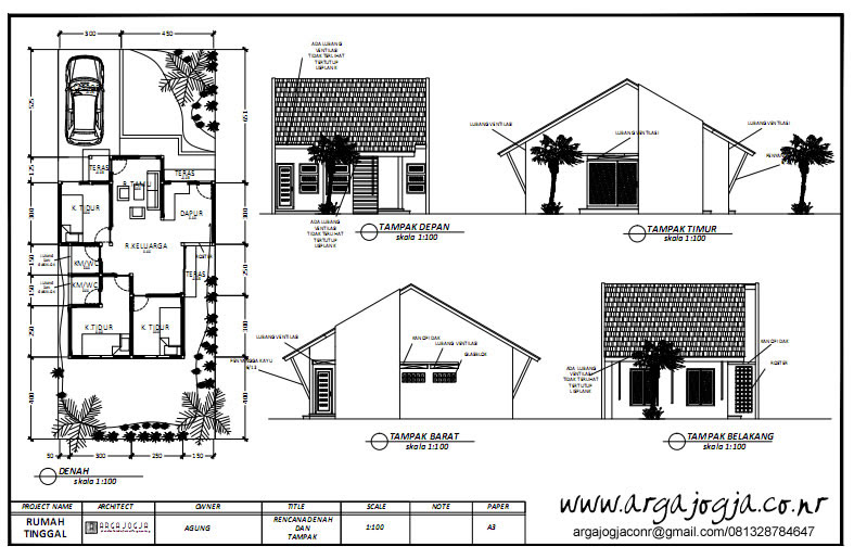 Download Gambar Kerja Rumah Type 36 Dwg - Sekitar Rumah