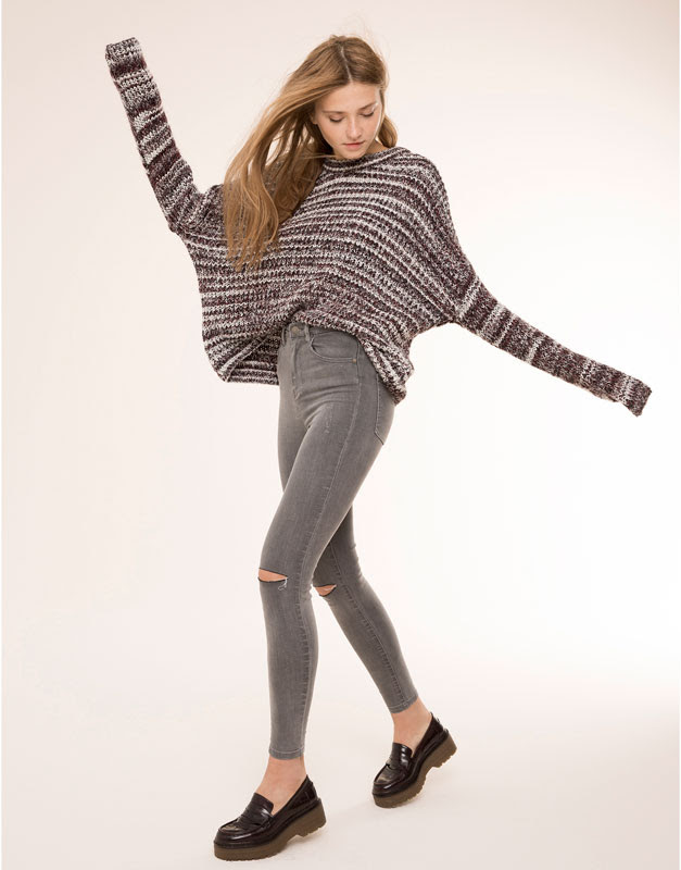 Pull&Bear - mujer - jeans - jeans skinny tiro alto - gris - 09684312-I2015