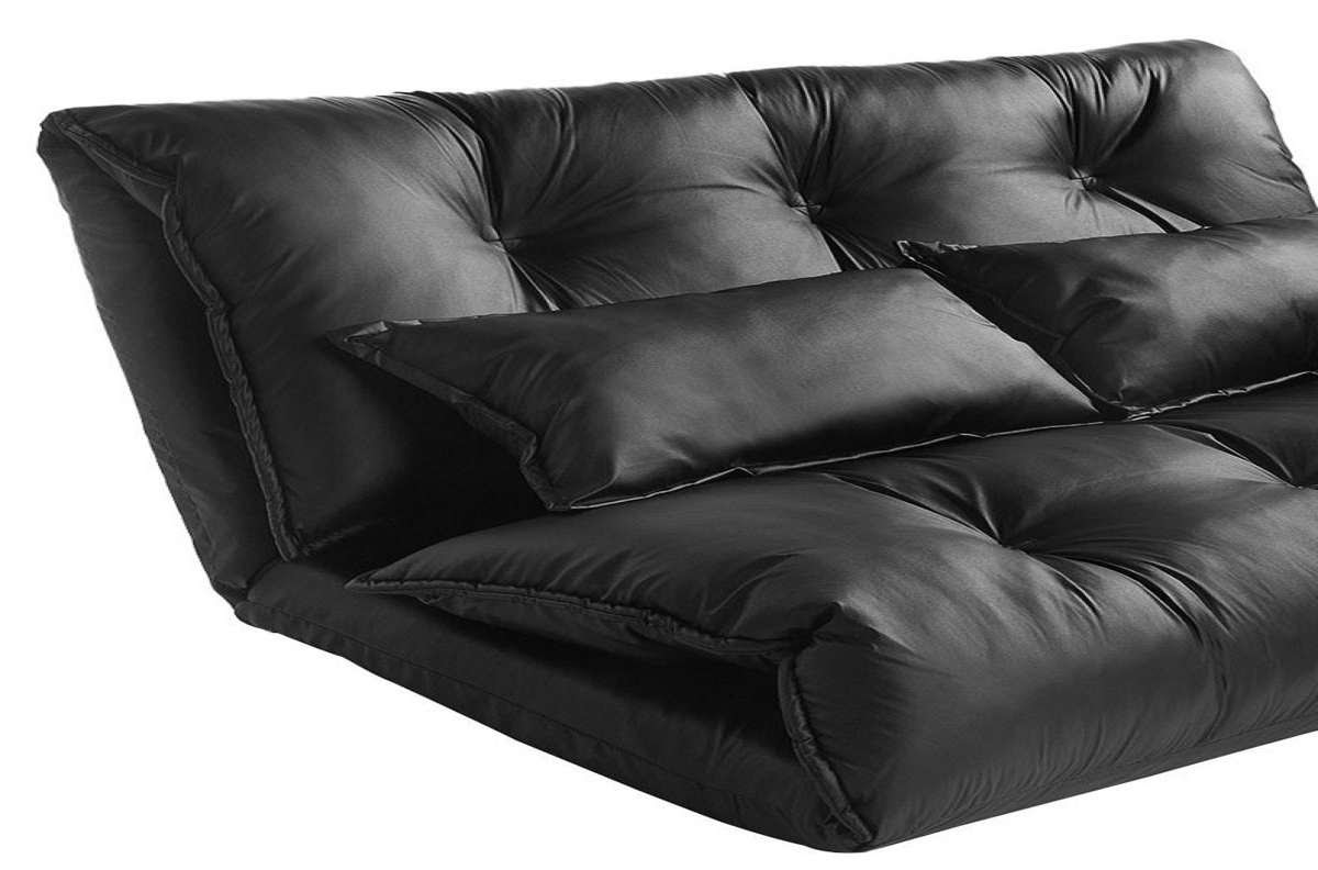 leather foldable floor sofa bed with two pillows