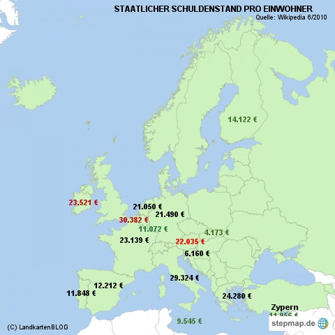 Staatlicher Schuldenstand pro Einwohner