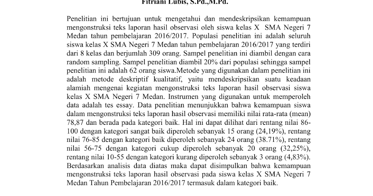 Contoh Teks Laporan Hasil Observasi Smp Kelas 7 Beserta Strukturnya