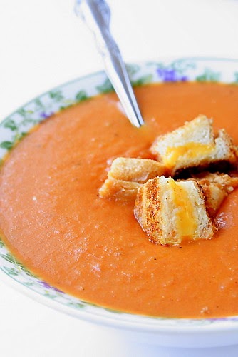 Cafe Chocolada: Roasted Tomato Soup with Grilled Cheese Croutons
